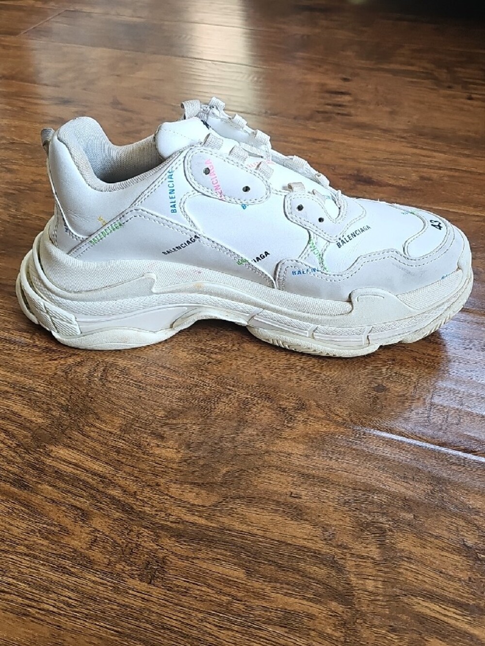 Balenciaga Triple S Sneaker 'Allover Logo - White Multi - Size 43 10US - Picture 9 of 12